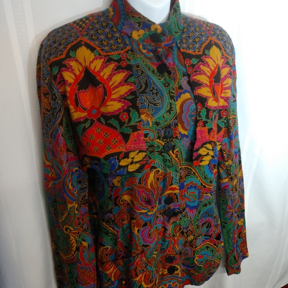 Gene Ewing Nehru Button Up Top Size 8 - image 1